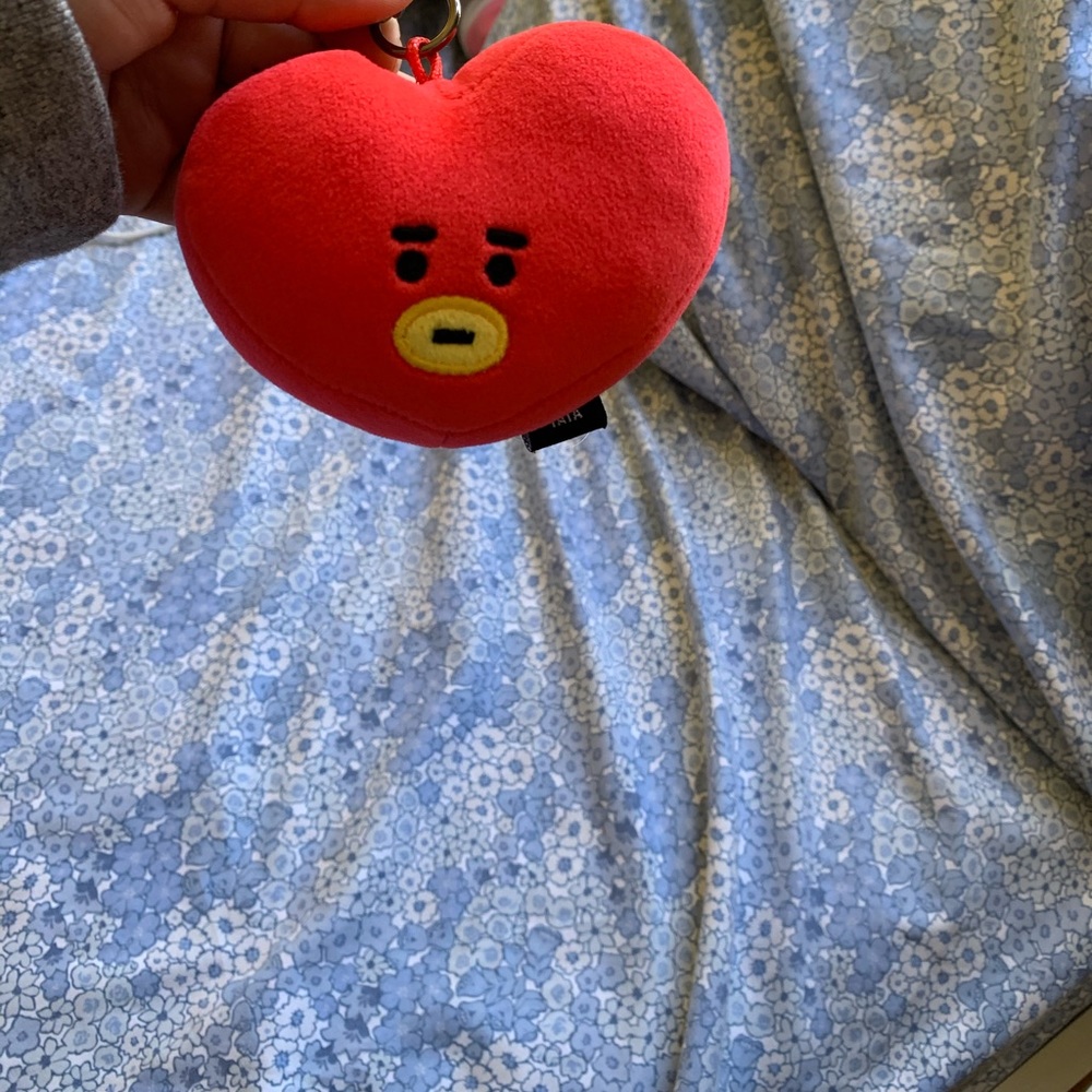 BT21 Tata face plush keychain.